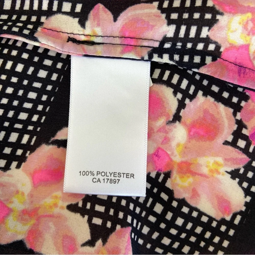 BANANA REPUBLIC BLACK/PINK FLORAL V-NECK SLEEVELESS TOP/BLOUSE, SMALL - Picture 8 of 8